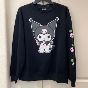 Sanrio Kuromi Print Crew Neck Black Sweatshirt